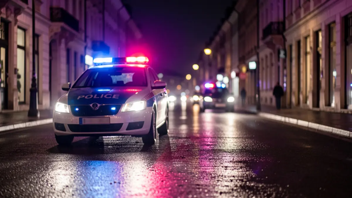 Imatge genèrica de llums d'emergència en un carrer urbà a la nit.
