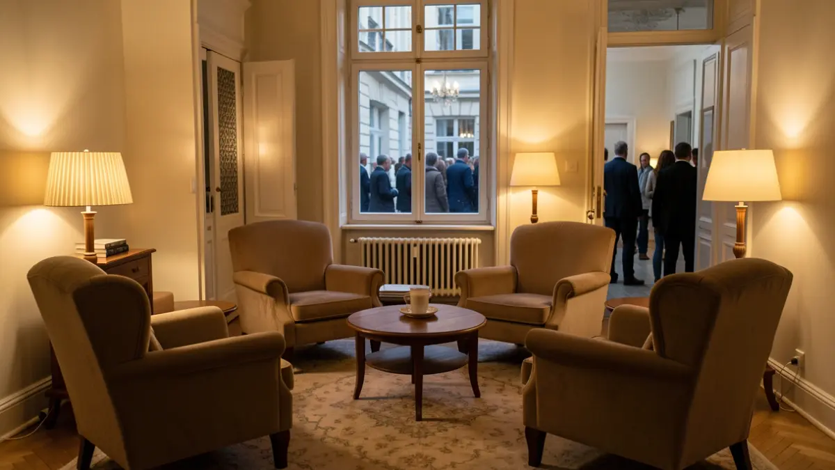Imatge genèrica d'una sala de reunions amb cadires disposades en cercle per a teràpia de grup.