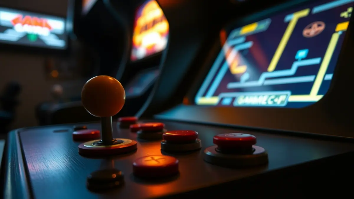 Imatge genèrica d'un joystick d'arcade clàssic amb botons il·luminats