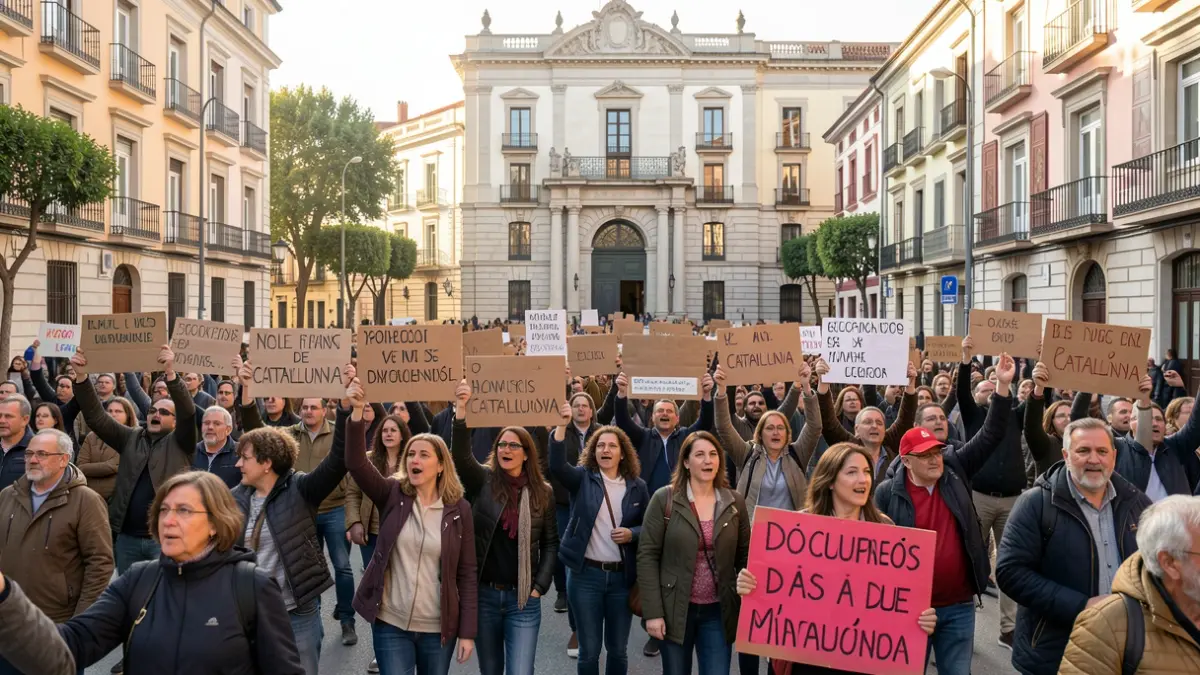 Imagen genérica de docentes manifestándose en Cataluña.