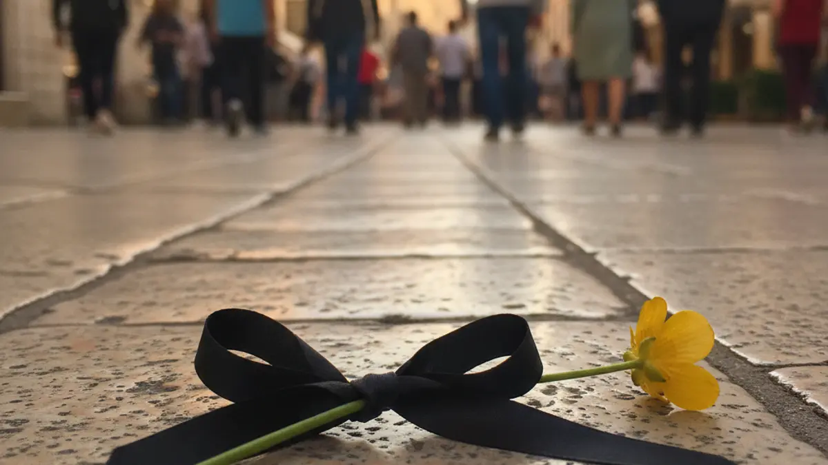 Flors grogues i negres, símbol de la protesta docent a Girona.
