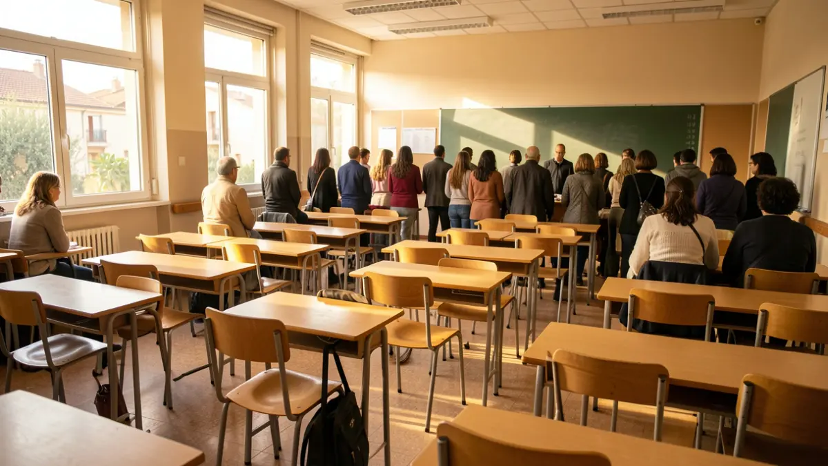 Generic image of an empty classroom in a Catalan public school.