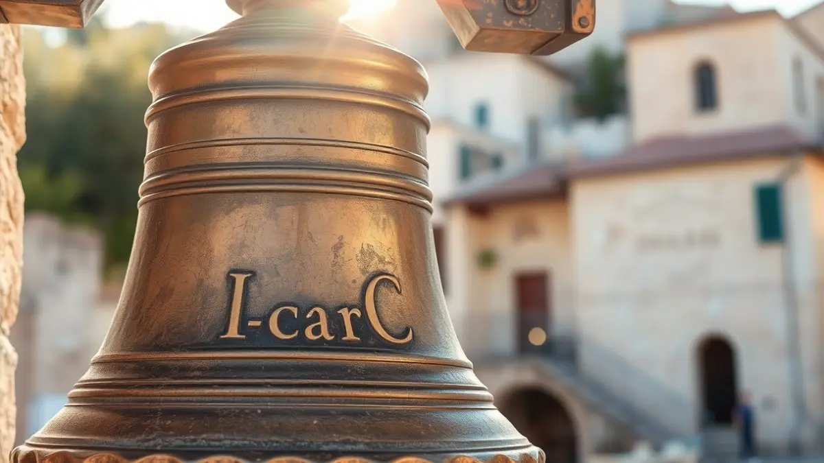 Old church bell with warm light