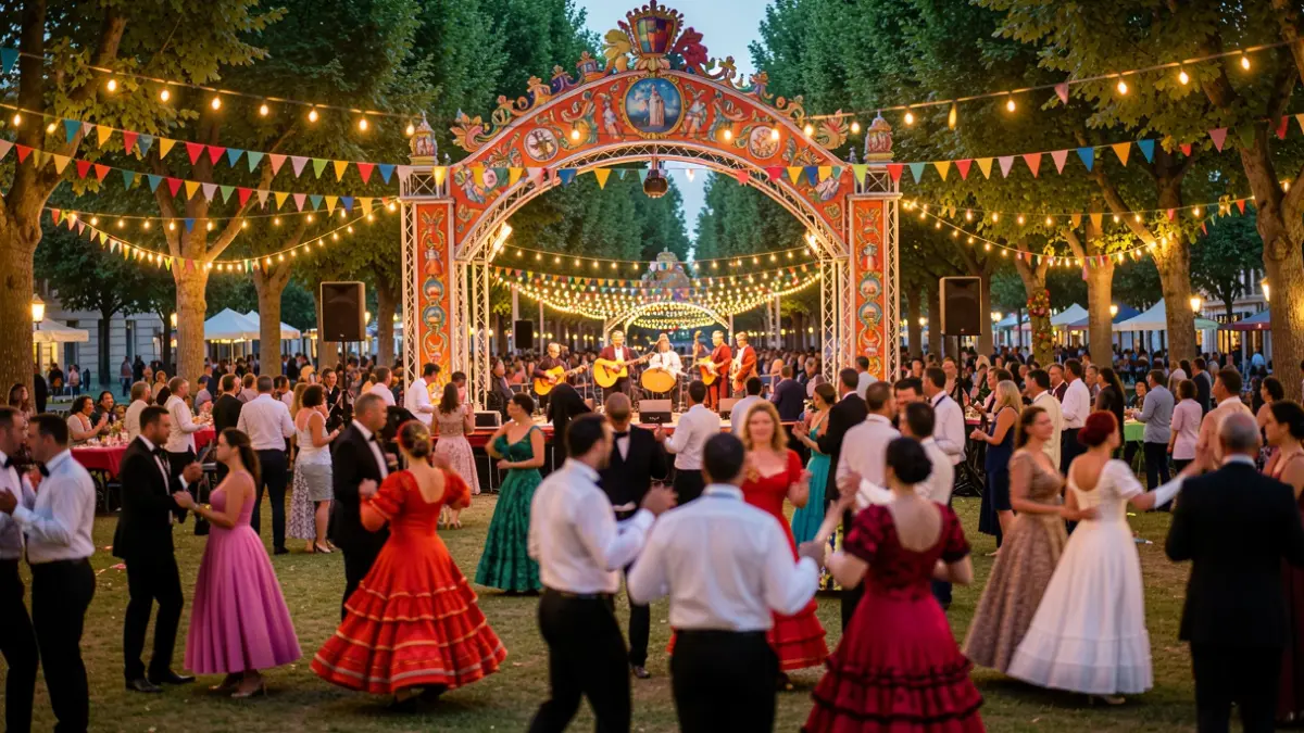 Imatge genèrica d'una fira flamenca amb ambient festiu.