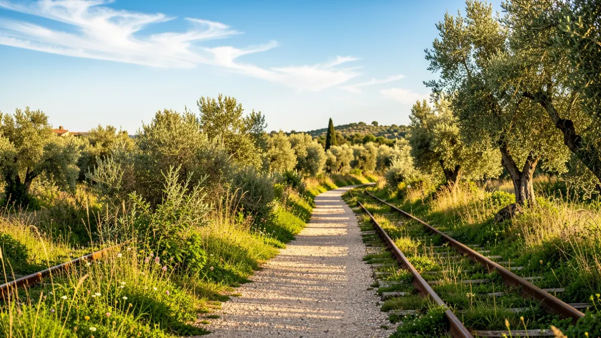 Imagen genérica de una vía verde en un paisaje mediterráneo.