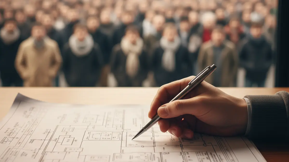 Generic image of a hand with a pen over a technical document.