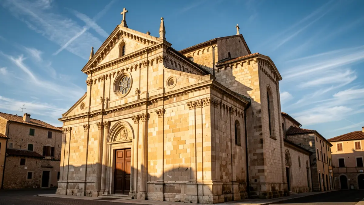 Imagen genérica de una iglesia antigua con sol de tarde.
