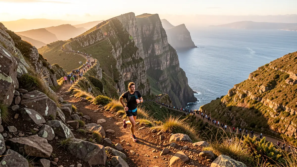 Generic image of a mountain runner in a spectacular landscape.