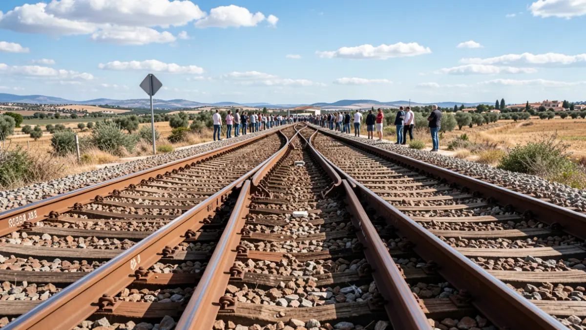 Imagen genérica de vías de tren con diferentes anchos.