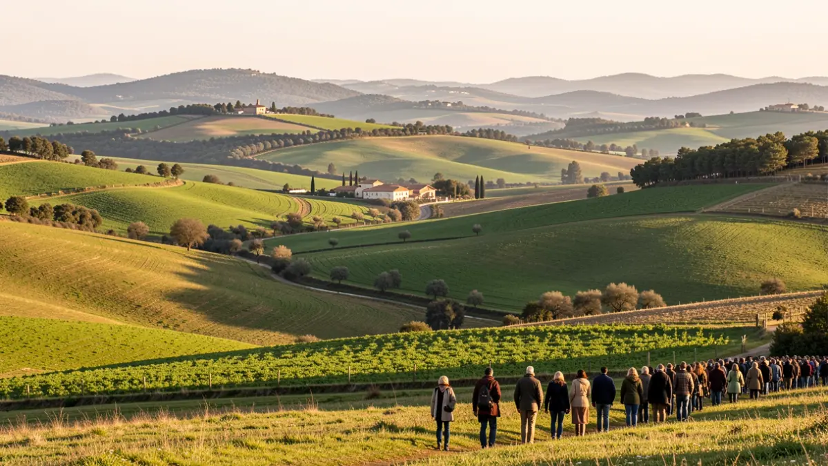 Imatge genèrica de paisatge rural català amb camps i masies.