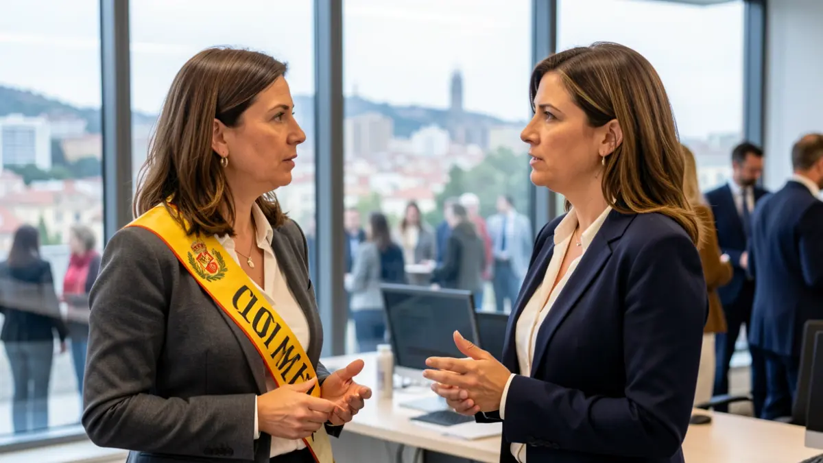 Dues dones debatent en un despatx municipal a Palamós.