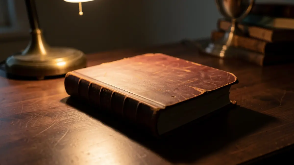 Imagen genérica de un libro abierto sobre una mesa con luz cálida.