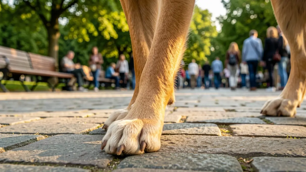 Generic image of a dog walking in an urban park.