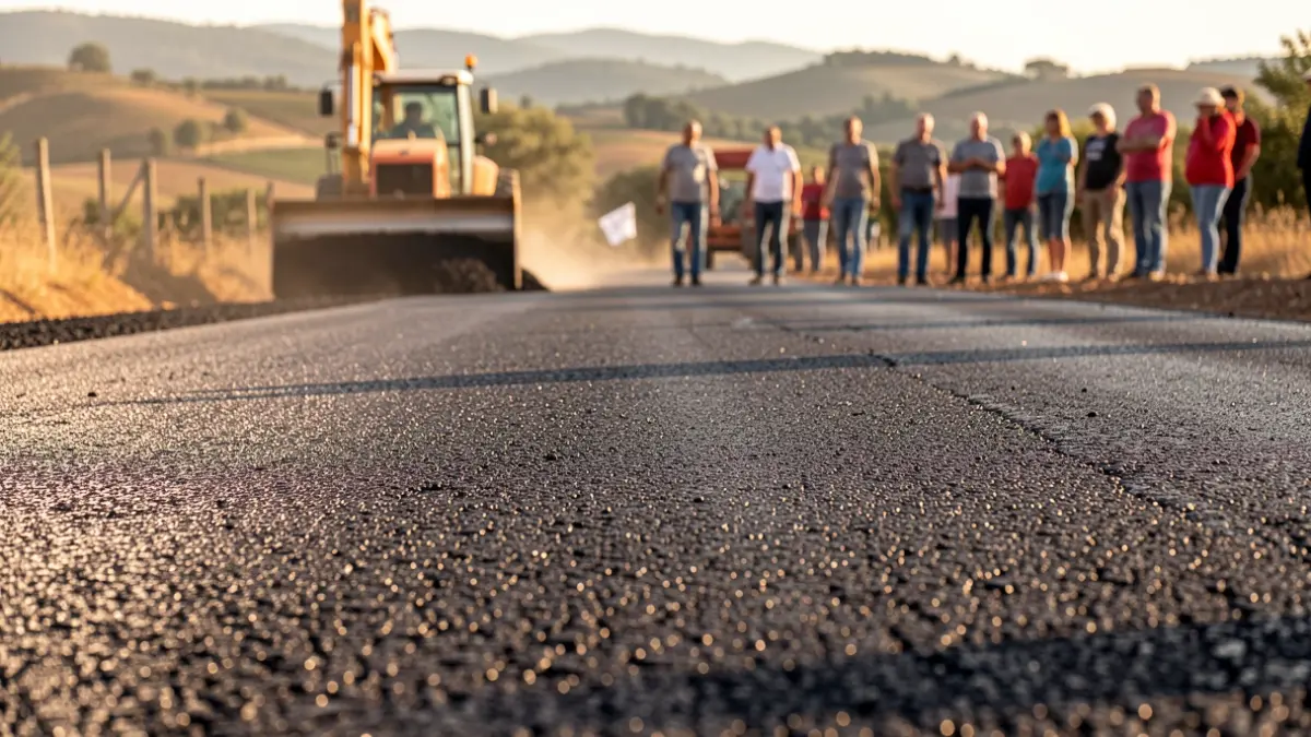 Generic image of road paving works on a rural path in Catalonia.