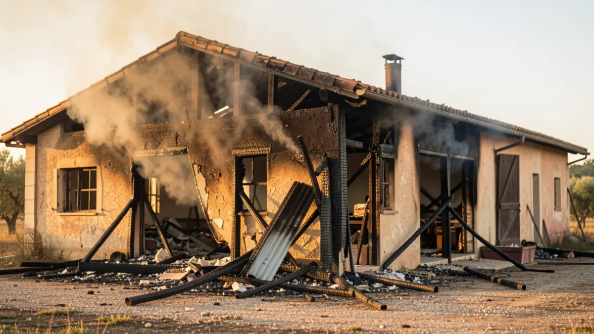 Generic image of an agricultural cooperative damaged by a fire.
