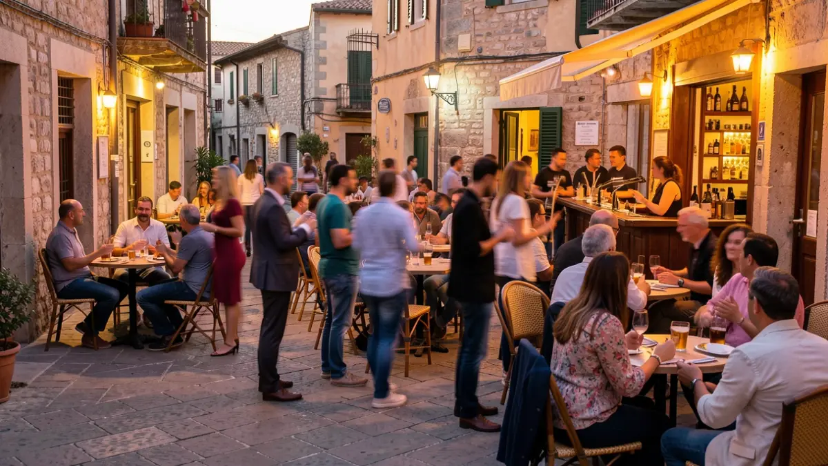 Imatge genèrica d'una terrassa de bar animada durant una presentació musical a l'aire lliure.