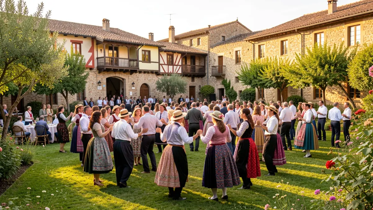 Imagen genérica de gente bailando la sardana en un jardín.