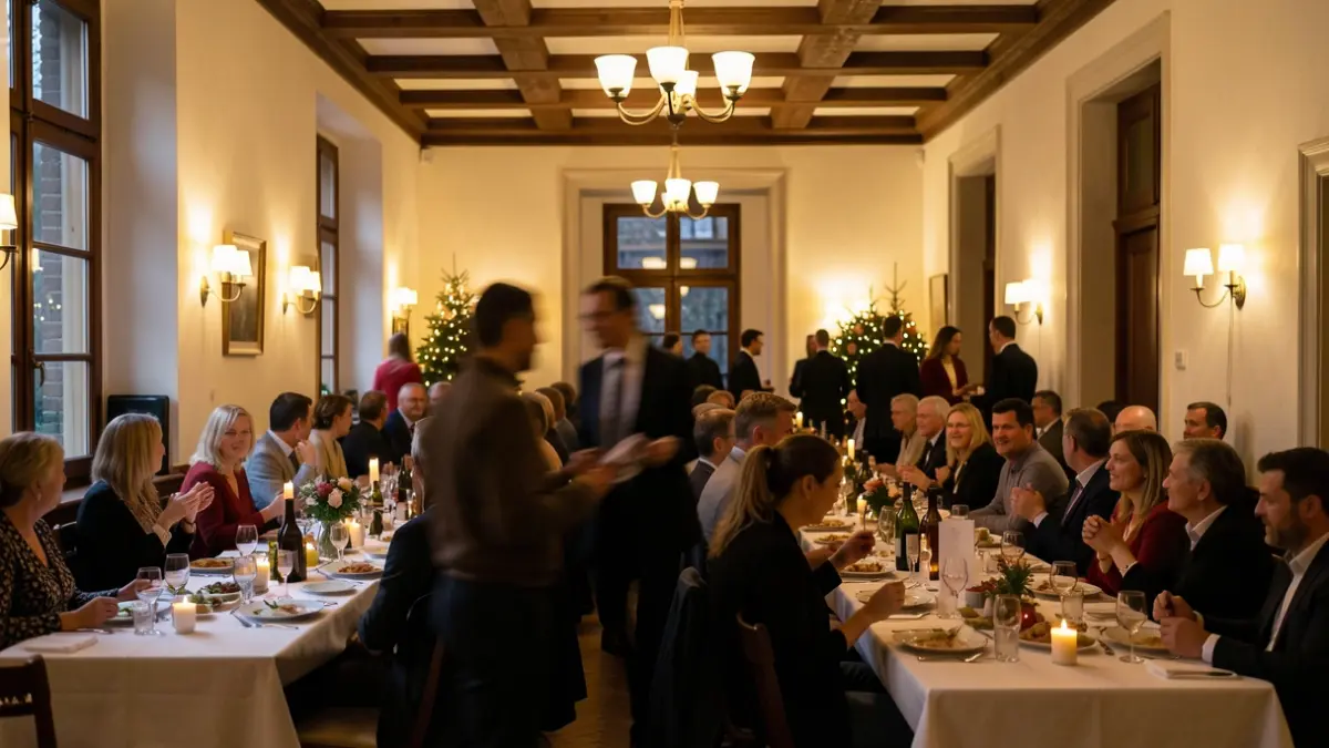 Ambiente festivo durante una comida comunitaria en un centro social de Balaguer.