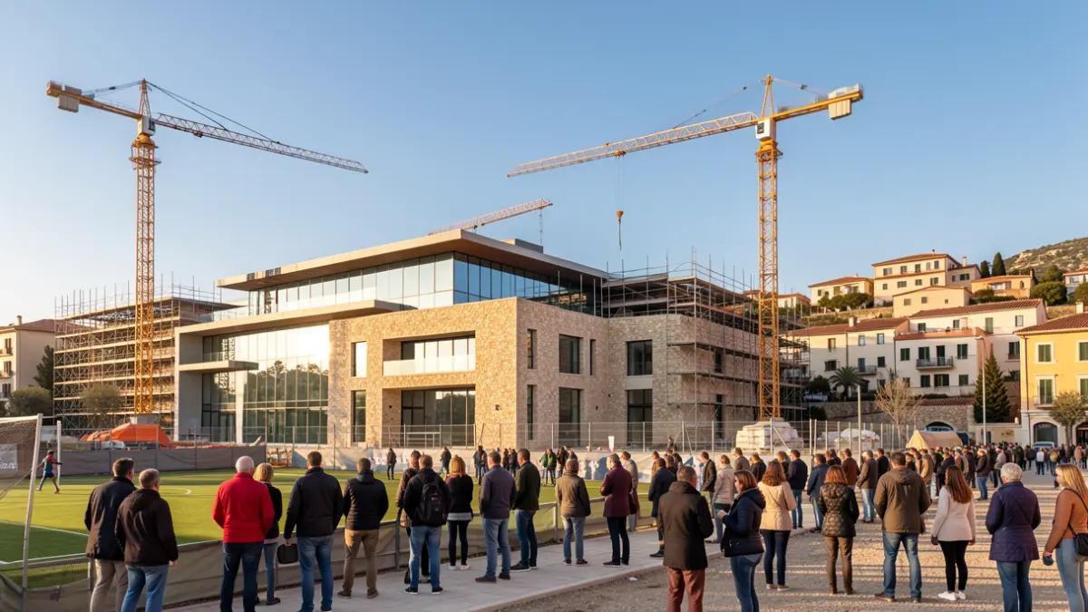 Imatge genèrica d'un complex esportiu en construcció a Catalunya.