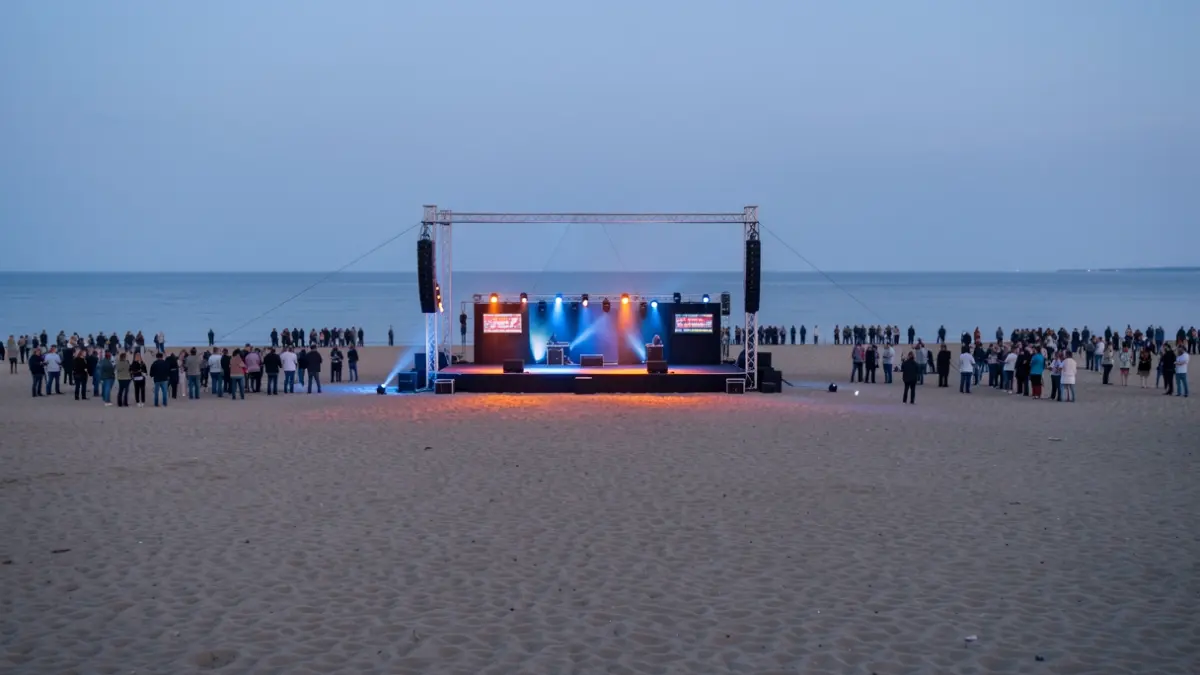 Imagen genérica de un escenario en la playa al atardecer.
