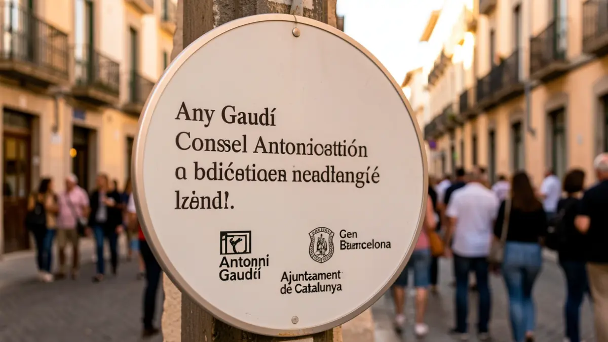 Placa conmemorativa en Barcelona en recuerdo de Antoni Gaudí.