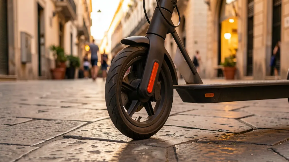 Imagen genérica de un patinete eléctrico aparcado en una acera de Barcelona.