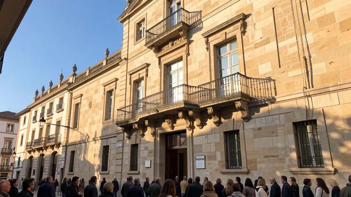 Generic image of a Catalunya town hall with a balcony and summer light.