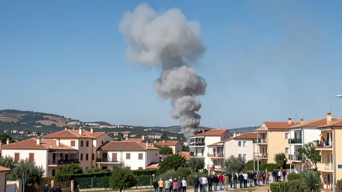 Imagen genérica de humo de un incendio sobre una zona residencial.