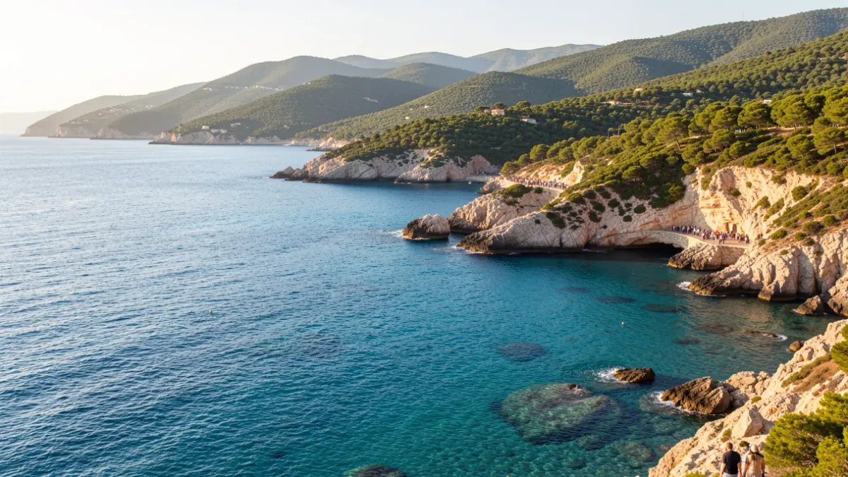 Generic image of the Costa Brava with rocky coastline and blue sea under the sun.