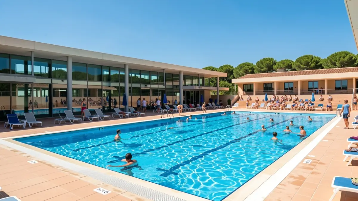 Generic image of a municipal swimming pool in Catalunya.