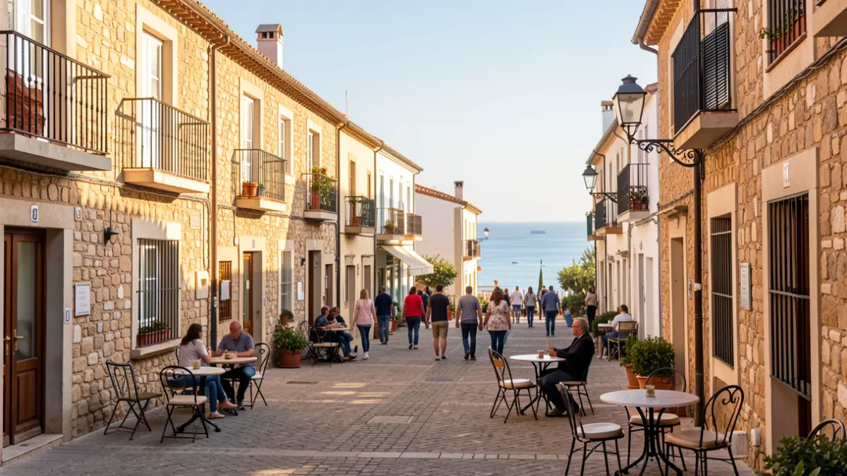 Imagen genérica de una plaza mediterránea en Cambrils con arquitectura tradicional.