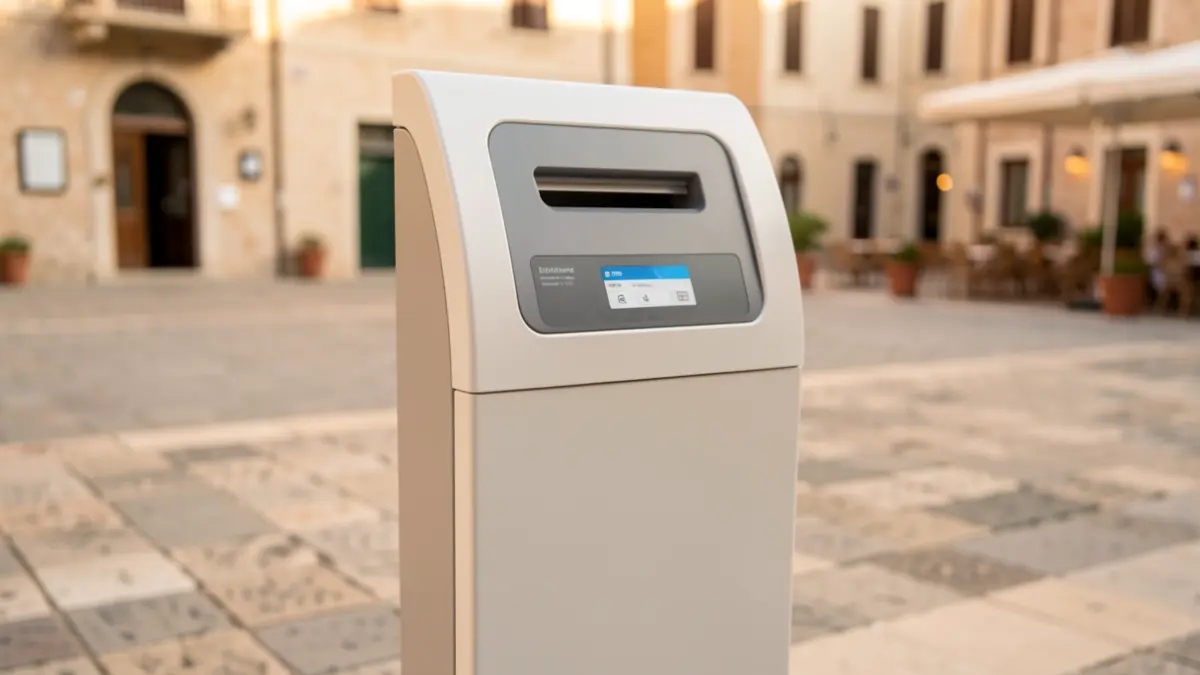 Generic image of a waste bin with a card reader.