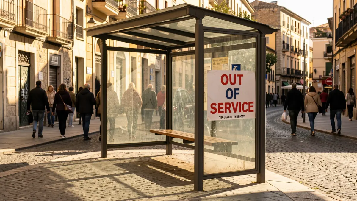 Generic image of a temporary bus stop in Terrassa.