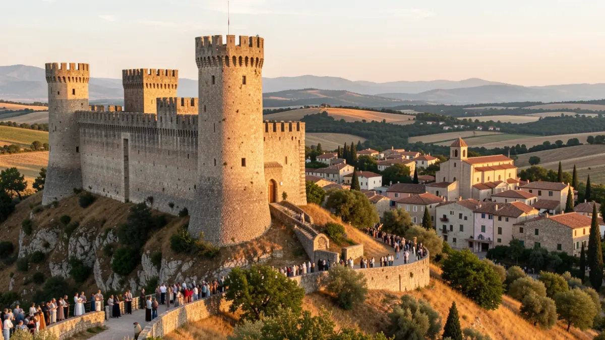 Imagen genérica del castillo medieval de Canyelles con el pueblo alrededor.