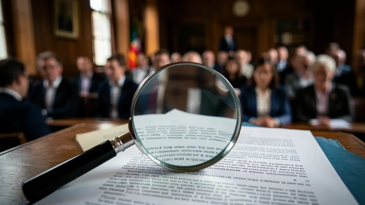 Imatge genèrica d'un document legal amb una lupa.