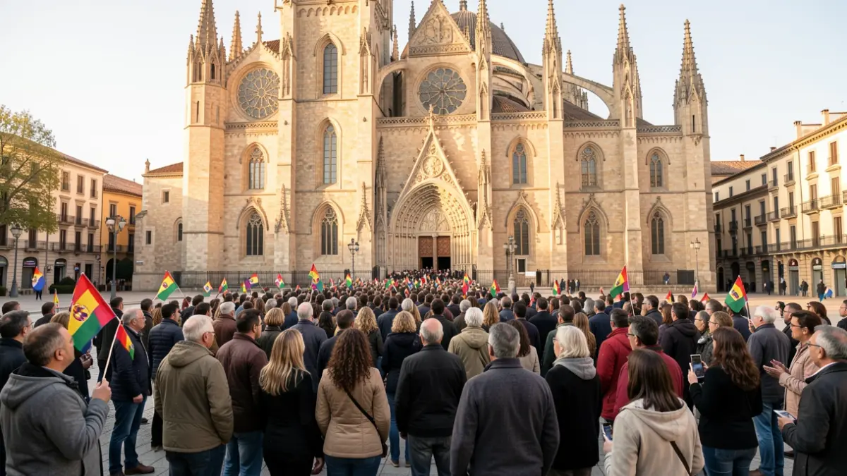 Generic image of faithful waiting in front of Barcelona Cathedral.