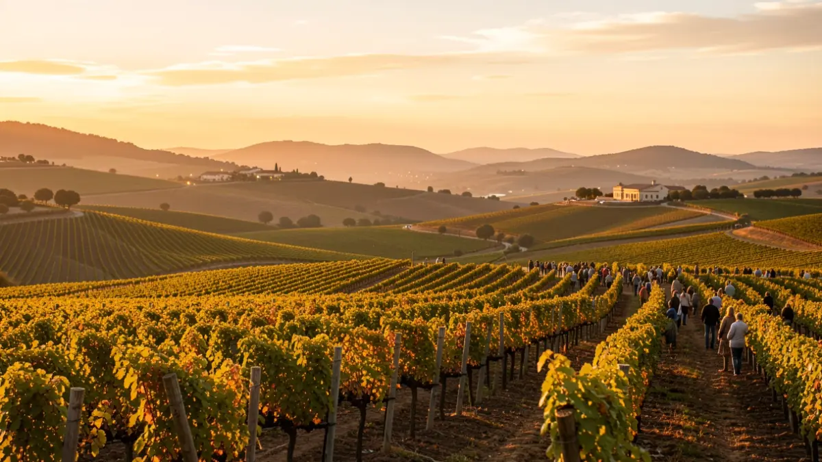 Imagen genérica de viñedos en el Empordà al atardecer.
