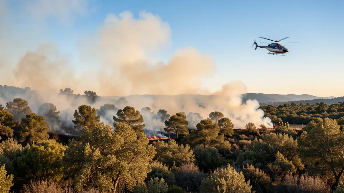 Imagen genérica de un incendio forestal controlado en las cercanías de Girona.