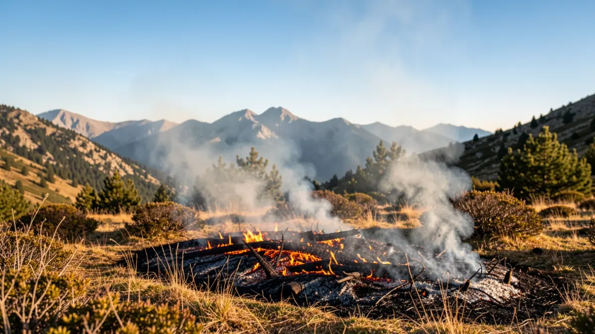 Generic image of a prescribed vegetation burn in the mountains.