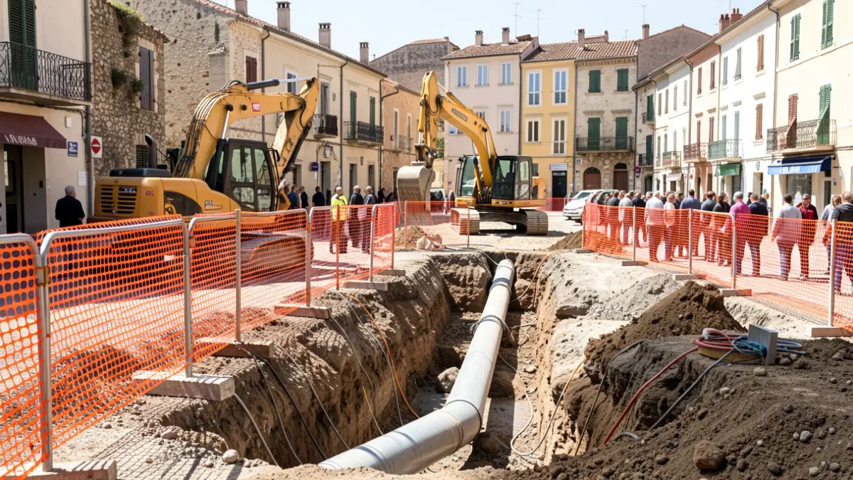 Imatge genèrica d'obres de millora en una xarxa de sanejament urbana.