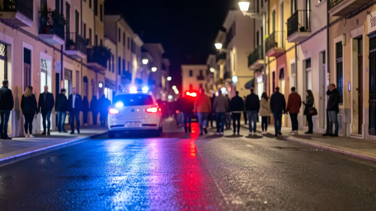 Imagen genérica de luces de emergencia policiales reflejadas en el asfalto.