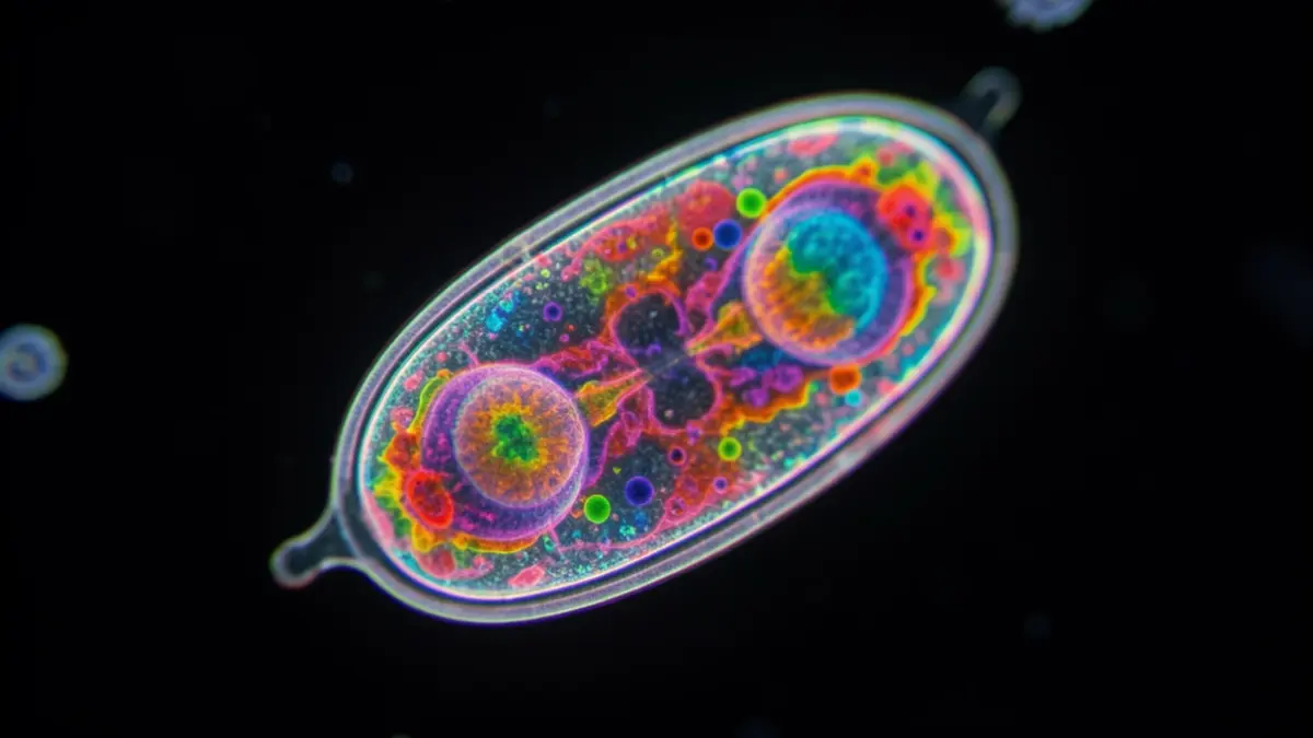 Imagen genérica de una ameba microscópica con dos polos independientes.