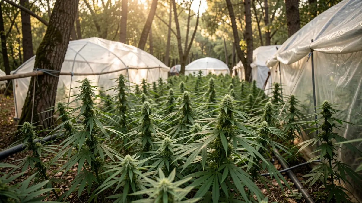Imatge genèrica de plantes de marihuana en una zona boscosa.
