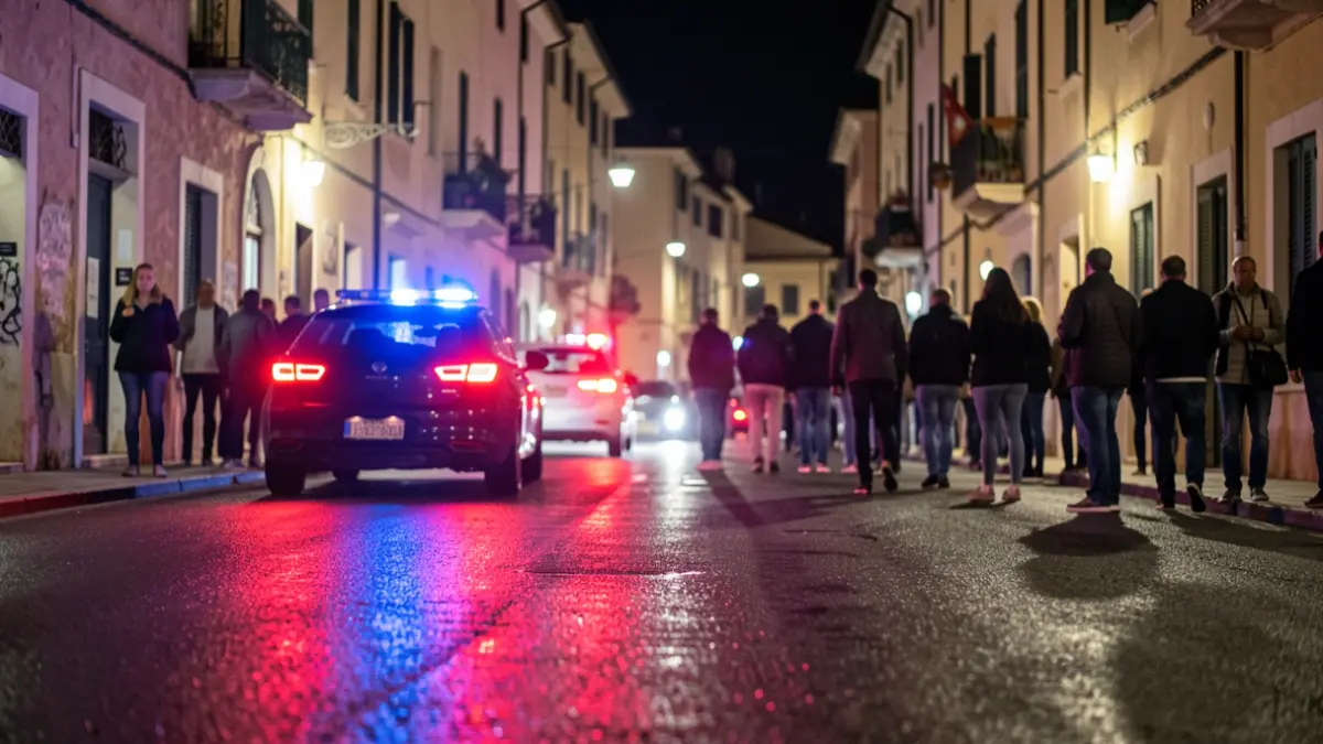 Generic image of police emergency lights reflecting on wet asphalt at night.