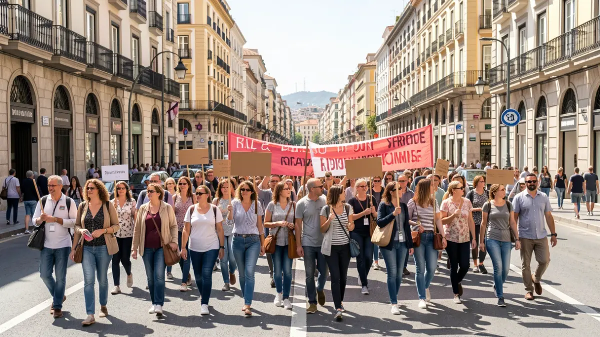 Imatge genèrica de manifestació de docents i famílies a Barcelona.
