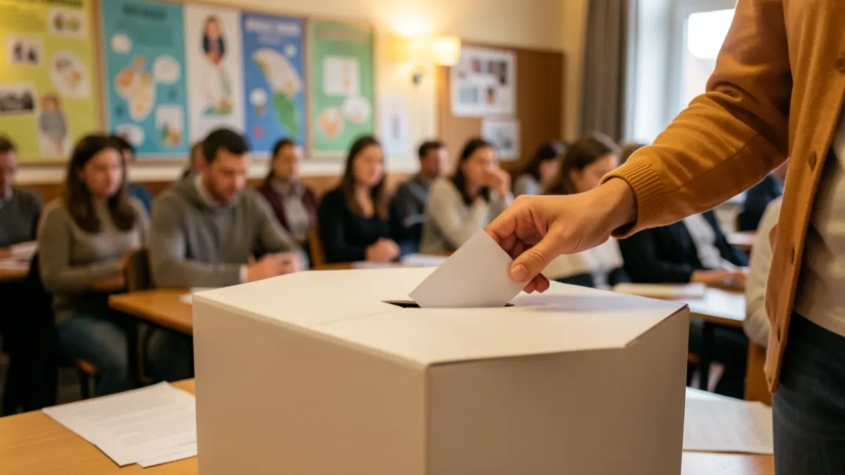 Imagen genérica de una urna de votación con una mano introduciendo un voto.