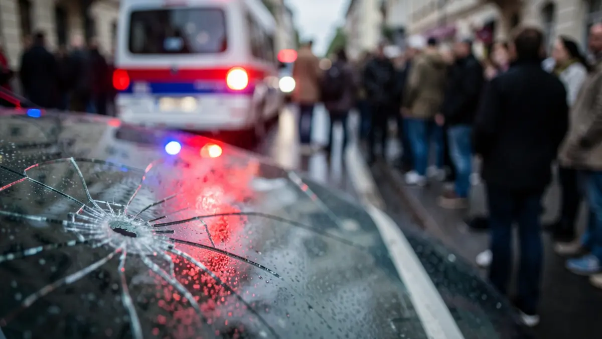 Imatge genèrica de detalls d'un accident amb llums d'emergència.