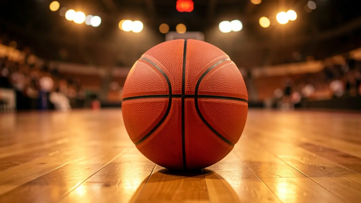 Imagen genérica de un balón de baloncesto sobre una pista de juego.