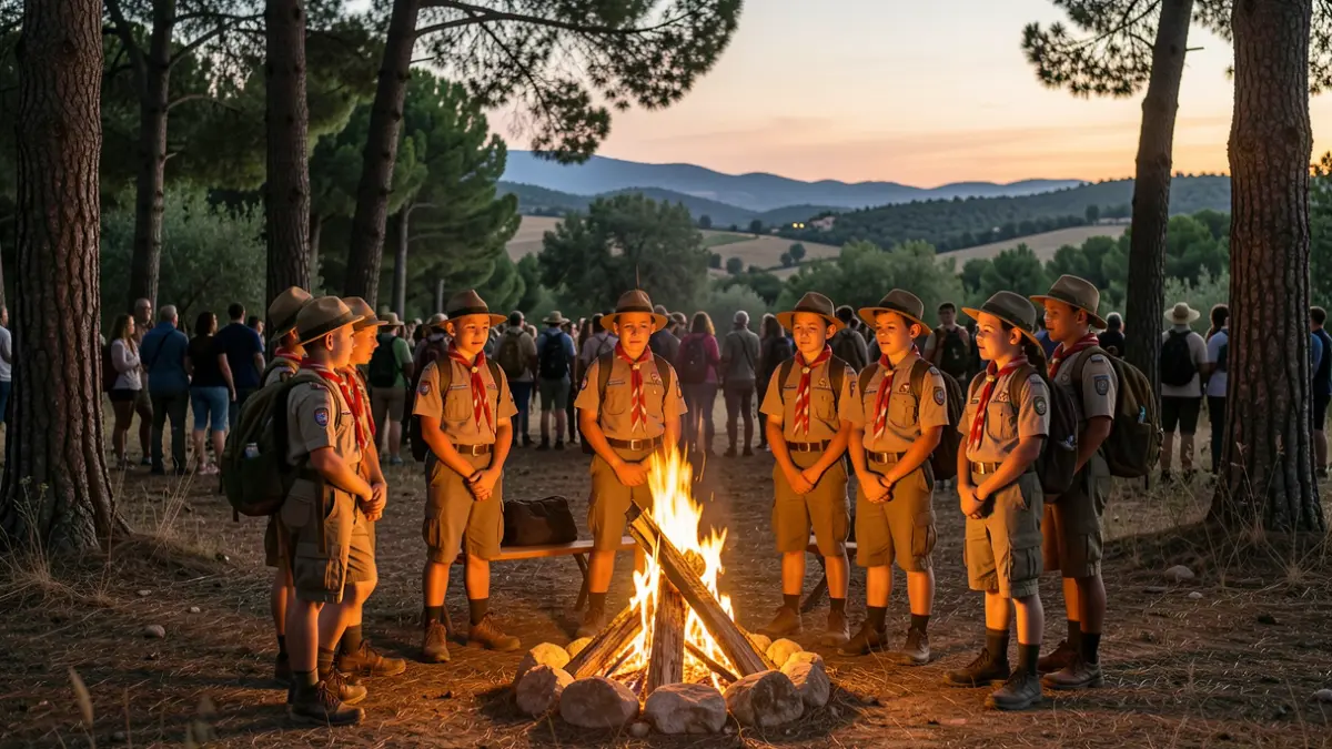 Generic image of a group of scouts around a campfire.