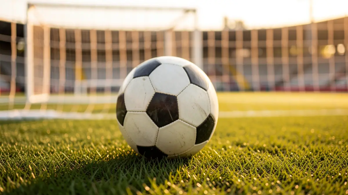 Generic image of a soccer ball on a stadium pitch.